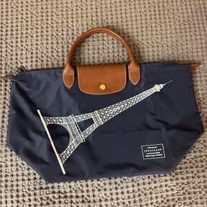 Longchamp Blue Tote with Iconic Paris Design